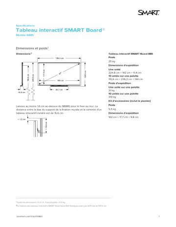 SMART Technologies Board 800 spécification | Fixfr