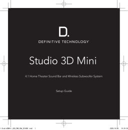 Definitive Technology Studio 3D Mini Ultra-slim, Music-streaming, Dolby Atmos Sound Bar System Guide d'installation