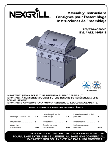 Nexgrill 720-0830MC grill Manuel utilisateur | Fixfr