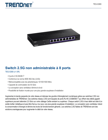 Trendnet TEG-S380 8-Port Unmanaged 2.5G Switch Fiche technique | Fixfr