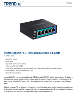 Trendnet TE-GP051 5-Port Unmanaged Gigabit PoE+ Switch Fiche technique