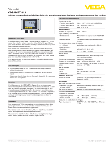 Vega VEGAMET 842 Robust controller and display instrument for level sensors spécification | Fixfr