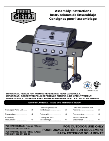 EXPERT GRILL 720-0789M grill Manuel utilisateur | Fixfr