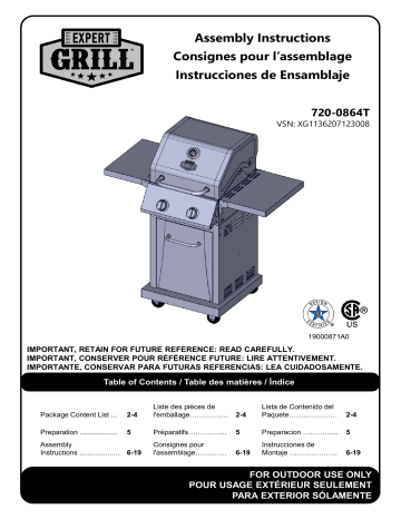 EXPERT GRILL 720-0864T grill Manuel utilisateur | Fixfr