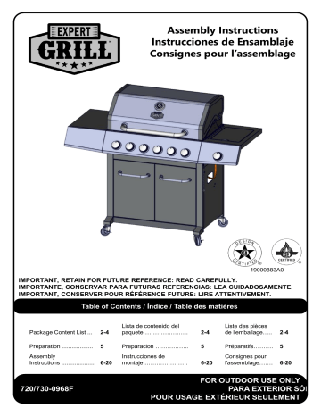 EXPERT GRILL 720-0968F grill Manuel utilisateur | Fixfr