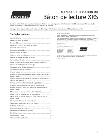 Tru-Test XRS Stick Reader Manuel utilisateur | Fixfr