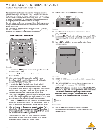 Behringer ADI21 Guitar and Bass Manuel du propriétaire | Fixfr