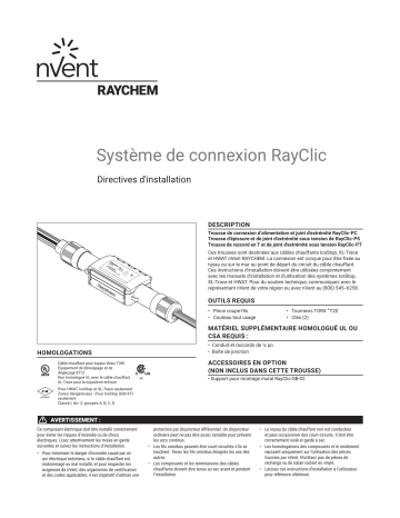 Installation manuel | Raychem RayClic Connection System Guide d'installation | Fixfr