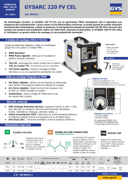 GYS GYSARC 220 FV CEL Fiche technique