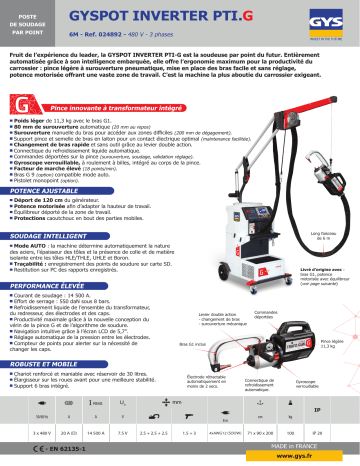 GYS GYSPOT INVERTER PTI.G - 480 V Fiche technique | Fixfr