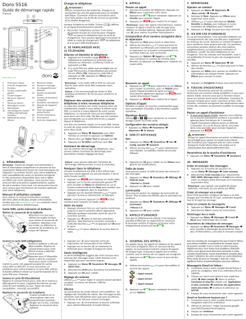 Doro 5516 Mobile phone Guide de démarrage rapide | Fixfr