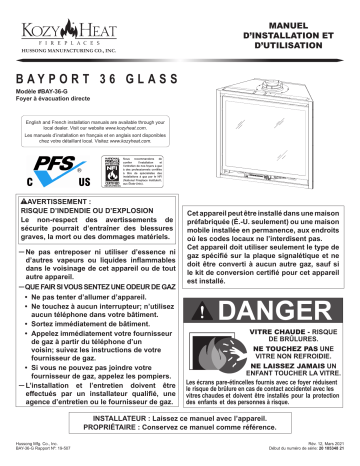 Kozyheat Bayport 36 Gas Fireplace Manuel du propriétaire | Fixfr