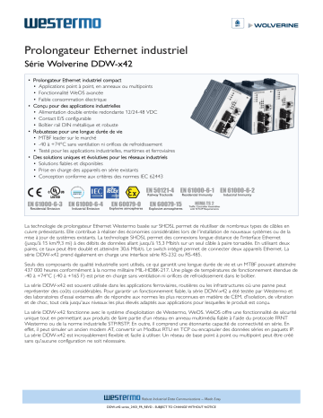 DDW-142-12VDC | DDW-242-12VDC-BP | DDW-142-485 | DDW-142-12VDC-BP | DDW-142 | DDW-242-12VDC | Westermo DDW-242-485 Advanced Industrial Ethernet Extender Fiche technique | Fixfr