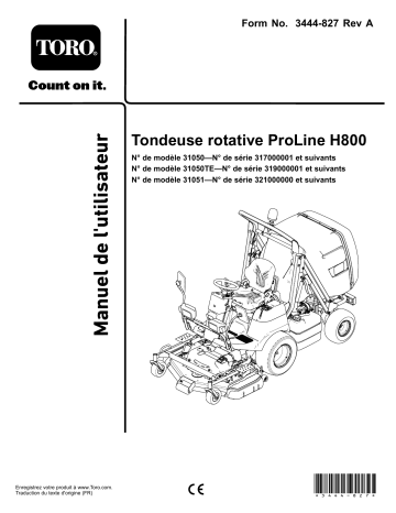 Toro ProLine H800 Rotary Mower Riding Product Manuel utilisateur | Fixfr
