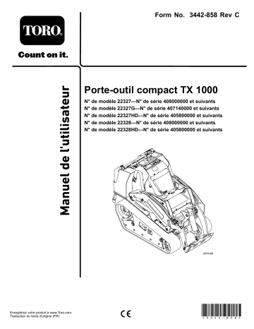 TX 1000 Compact Tool Carrier | Toro TX 1000 Wide Track Compact Tool Carrier Compact Utility Loader Manuel utilisateur | Fixfr