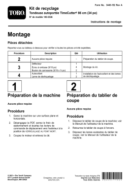 Toro Recycling Kit, TimeCutter 34in Riding Mower Riding Product Guide d'installation