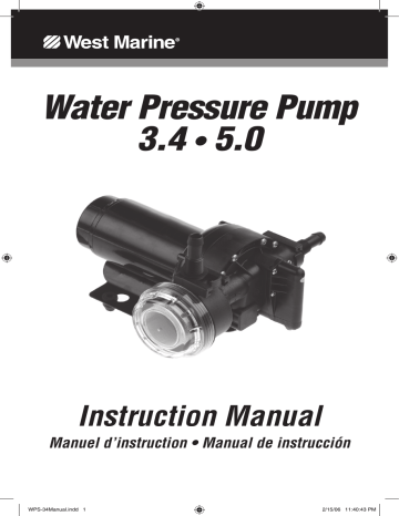 7865652 | Owner's manual | West Marine 7865660 Pump-Water Sys WM 5.0Gpm Manuel du propriétaire | Fixfr