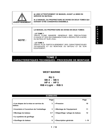 7665540 | 10591170 | 7665524 | 7665532 | 9560073 | 7668865 | Manuel utilisateur | West Marine 7665573 Boat-Infl RIB 5 Person Assembly Manual | Fixfr