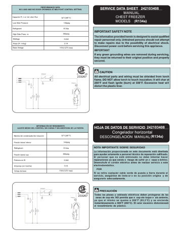 Product information | Frigidaire FFFC25M4TW Chest Freezer Manuel utilisateur | Fixfr