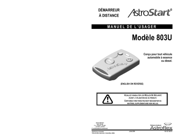 Manuel du propriétaire | AstroStart 803U Owner's Manual | Fixfr