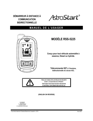 Manuel du propriétaire | AstroStart RSS-5225 Owner's Manual | Fixfr