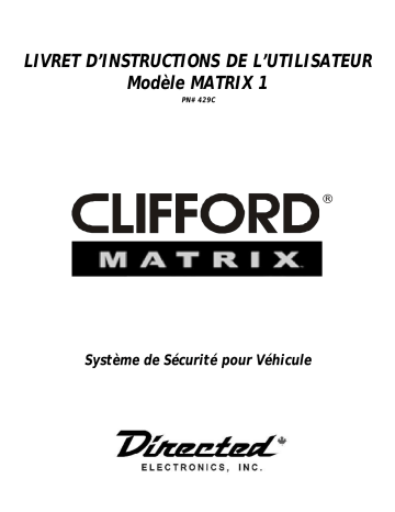 Manuel du propriétaire | Clifford Matrix 1 Owner's Manual | Fixfr