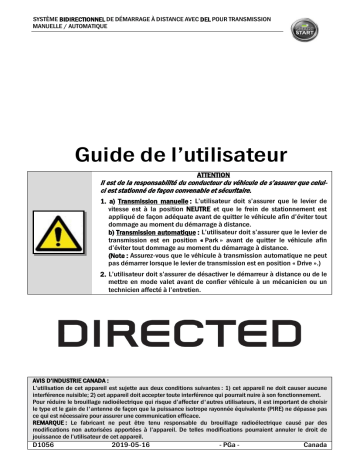 Manuel du propriétaire | Autostart AS-2371 Owner's Manual | Fixfr