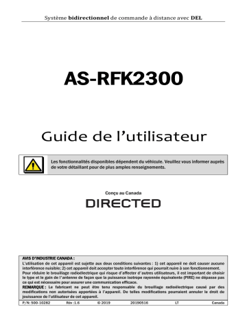 Manuel du propriétaire | Autostart AS-RFK2300 Owner's Manual | Fixfr