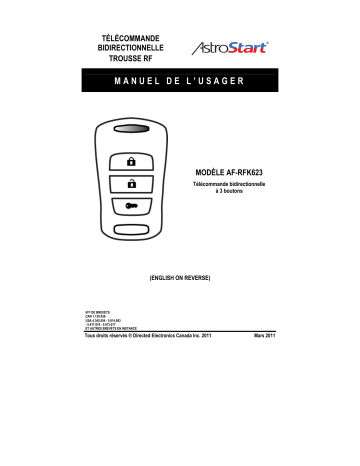 Manuel du propriétaire | AstroStart AF-RFK623 Owner's Manual | Fixfr