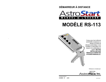 Manuel du propriétaire | AstroStart RS-113 Owner's Manual | Fixfr