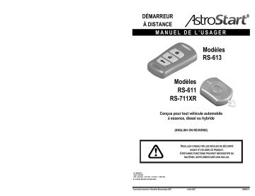 RS-613 | RS-611 | Manuel du propriétaire | AstroStart RS-711XR Owner's Manual | Fixfr