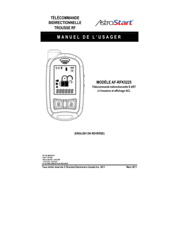 Manuel du propriétaire | AstroStart AF-RFK5225 Owner's Manual | Fixfr