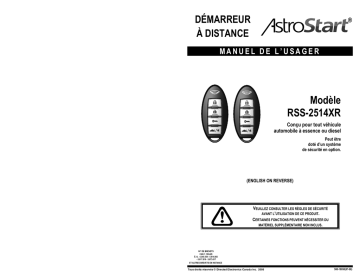 Directed Electronics | Manuel du propriétaire | AstroStart RSS-2514XR Owner's Manual | Fixfr