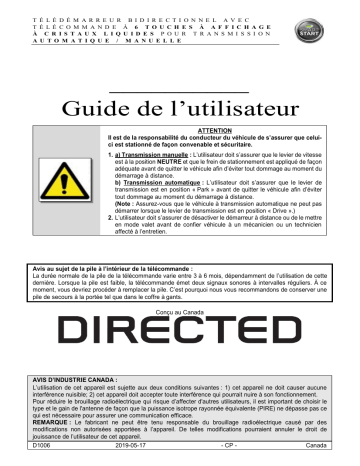 Manuel du propriétaire | Autostart AS-2471 Owner's Manual | Fixfr