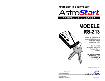 Manuel du propriétaire | AstroStart RS-213 Owner's Manual | Fixfr