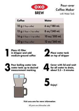 OXO Pour-Over Coffee Maker Instructions