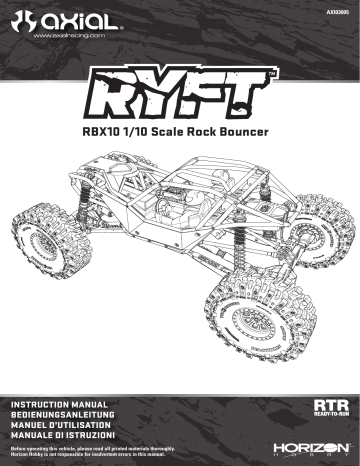 Manuel du propriétaire | Axial AXI03005T1 1/10 RBX10 Ryft 4WD Brushless Rock Bouncer RTR, Orange Owner's Manual | Fixfr