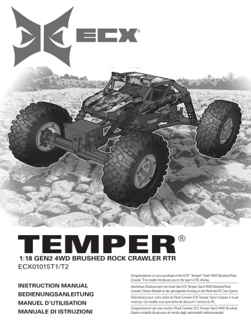Manuel du propriétaire | ECX ECX01015 1/18 Temper 4WD Gen 2 Brushed RTR Owner's Manual | Fixfr