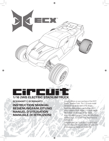 Manuel du propriétaire | ECX ECX03430 1/10 Circuit 2WD Stadium Truck Brushed RTR Owner's Manual | Fixfr