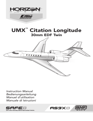 Manuel du propriétaire | E-flite EFLU6350 UMX Citation Longitude Twin 30mm EDF BNF Basic Owner's Manual | Fixfr