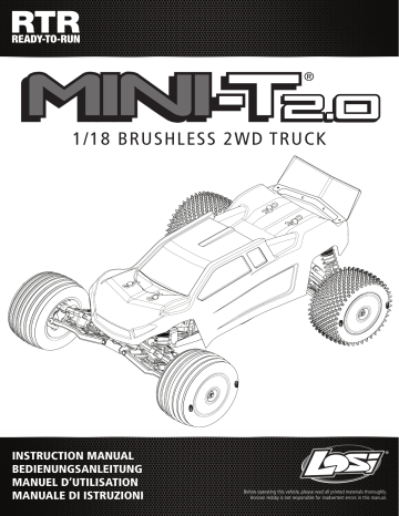 Manuel du propriétaire | Losi LOS01019T1 1/18 Mini-T 2.0 2WD Stadium Truck Brushless RTR, Red Owner's Manual | Fixfr