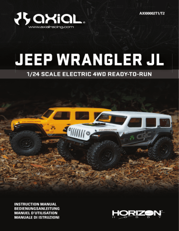 Manuel du propriétaire | Axial AXI00002T1 1/24 SCX24 2019 Jeep Wrangler JLU CRC 4WD Rock Crawler Brushed RTR, White Owner's Manual | Fixfr