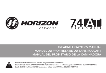 Owner's manual | Horizon Fitness 7.4AT Folding Treadmill 2019 Manuel du propriétaire | Fixfr