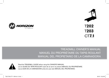 T202 | CT7.1 | User guide | Horizon Fitness T203 Folding Treadmill 2011 Manuel utilisateur | Fixfr