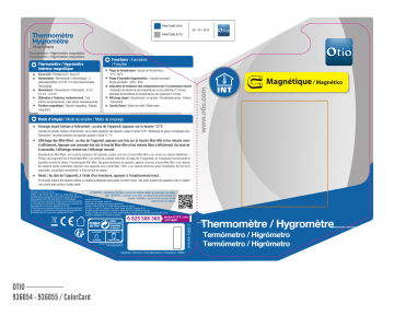 Owner's manual | Otio 936054 Thermomètre Hygromètre magnétique Manuel du propriétaire | Fixfr