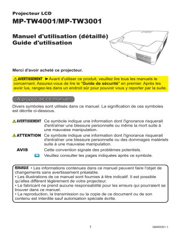 Mode d'emploi | Maxell MPTW3001 Projector Guide | Fixfr