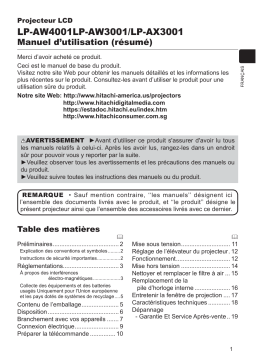 Hitachi LPAX3001 Projector Guide