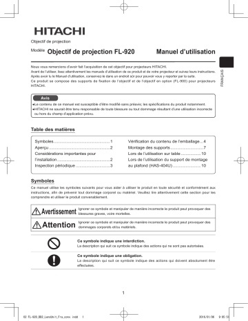 Mode d'emploi | Hitachi FL920 Projector Guide | Fixfr