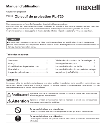 Mode d'emploi | Maxell FL720M Projector Guide | Fixfr