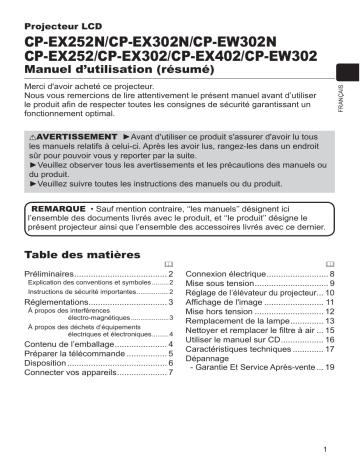 CPEX252N | Mode d'emploi | Hitachi CPEW302N Projector Guide | Fixfr